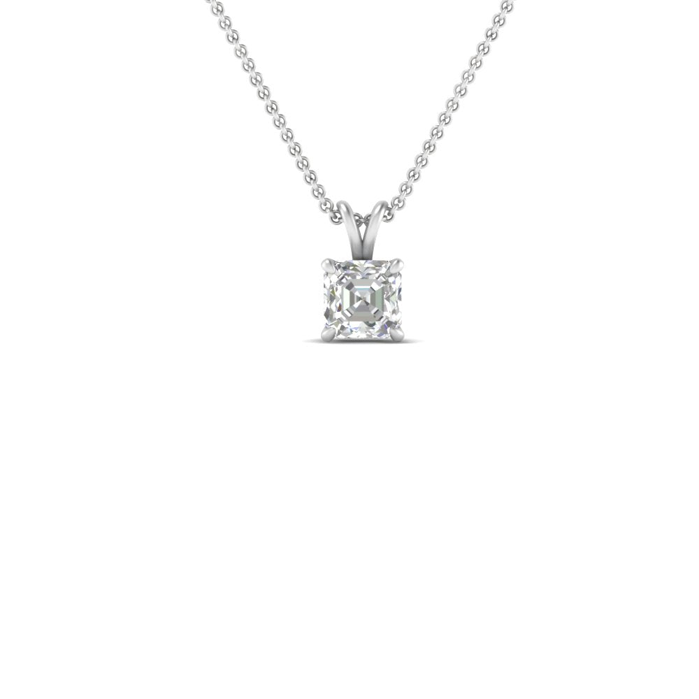 Asscher Lab Diamond Solitaire Pendant For Women 14K Gold