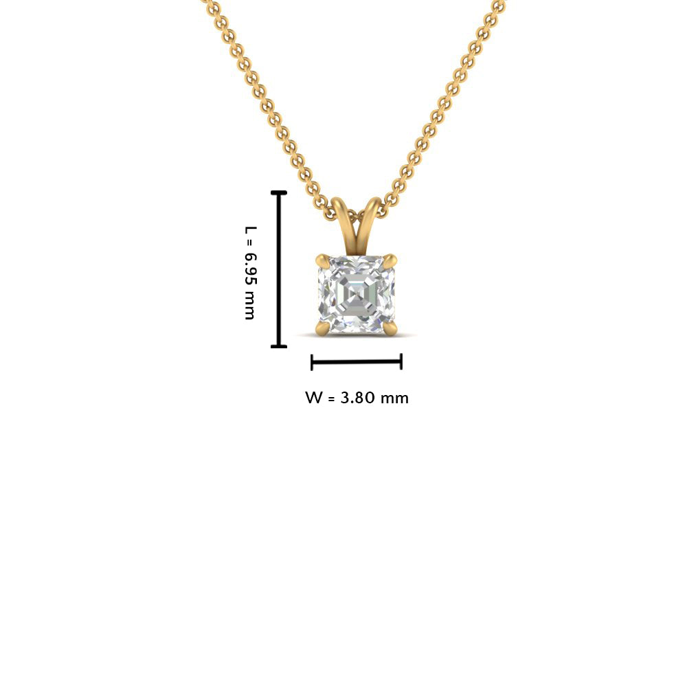 Asscher Lab Diamond Solitaire Pendant For Women 14K Gold