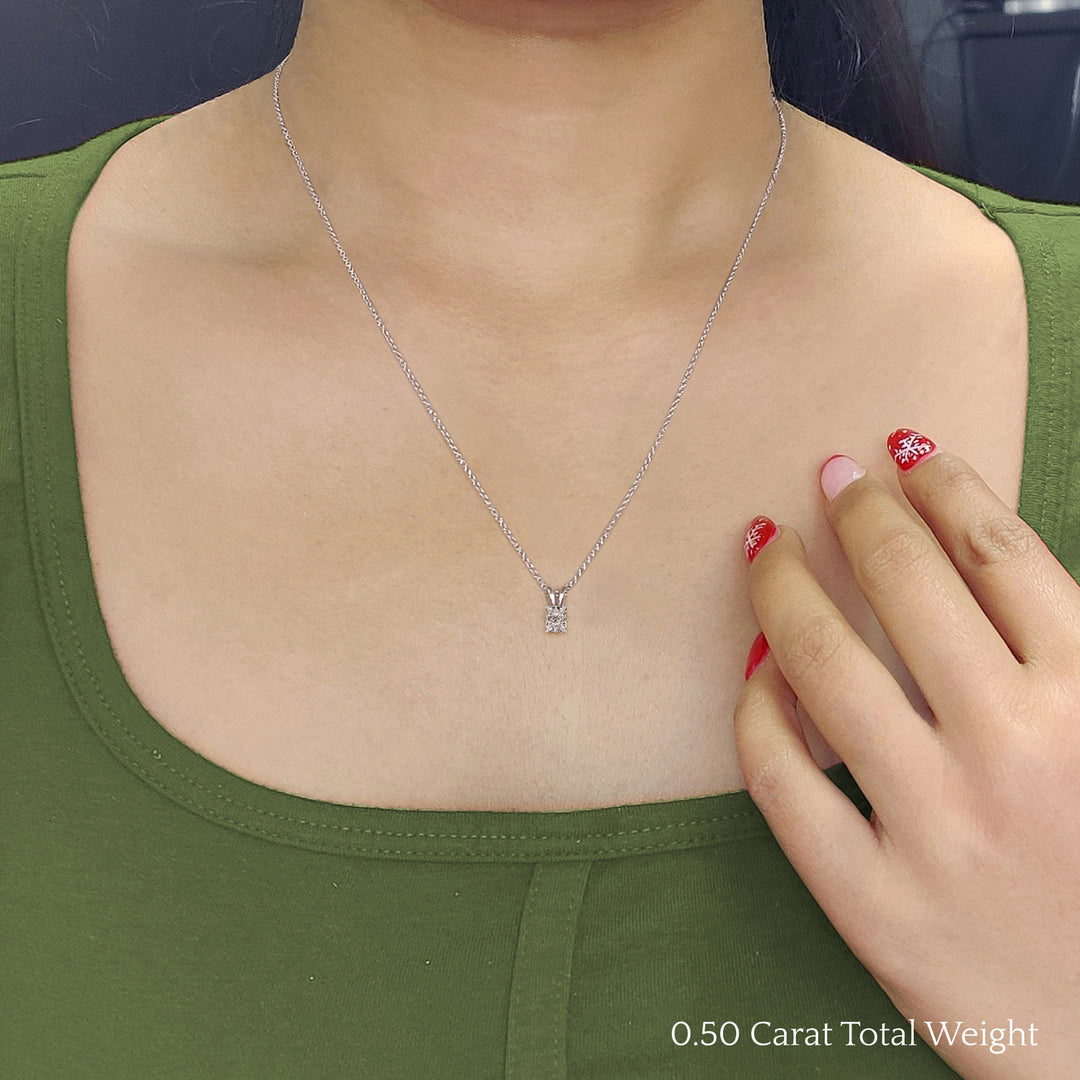 0.25 Ctw To 1 Ctw Radiant Lab Diamond Solitaire Pendant For Women 14K Gold