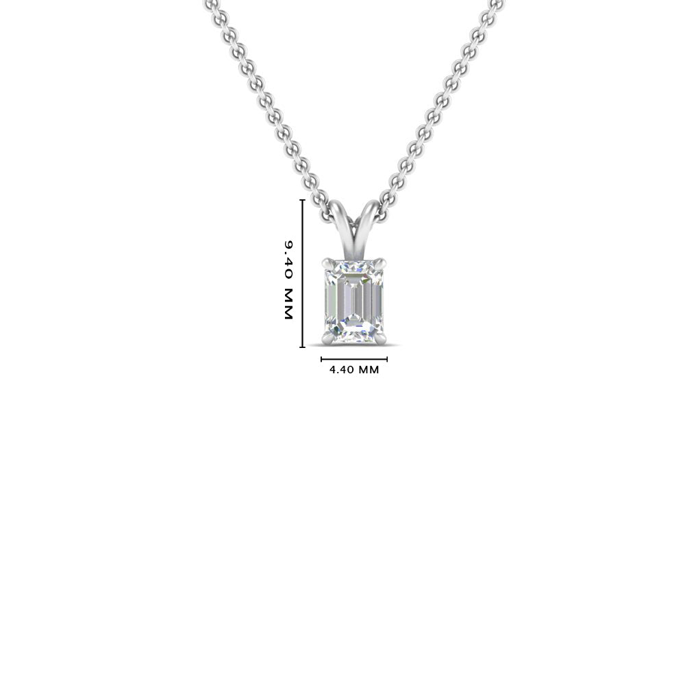 Emerald Cut Lab Diamond Solitaire Pendant For Women 14K Gold