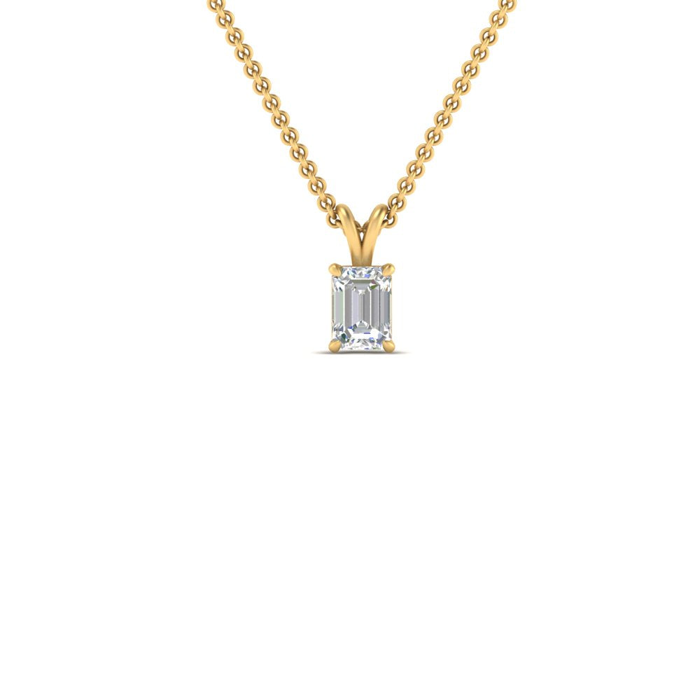 Emerald Cut Lab Diamond Solitaire Pendant For Women 14K Gold