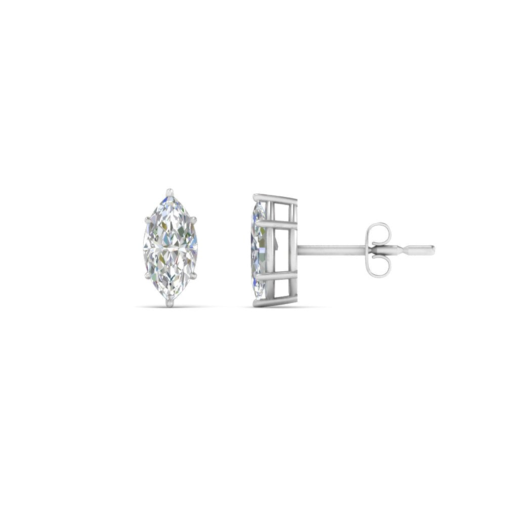 0.50 To 5 Carat Marquise Cut Lab Created Diamond Stud Earring 14K Gold