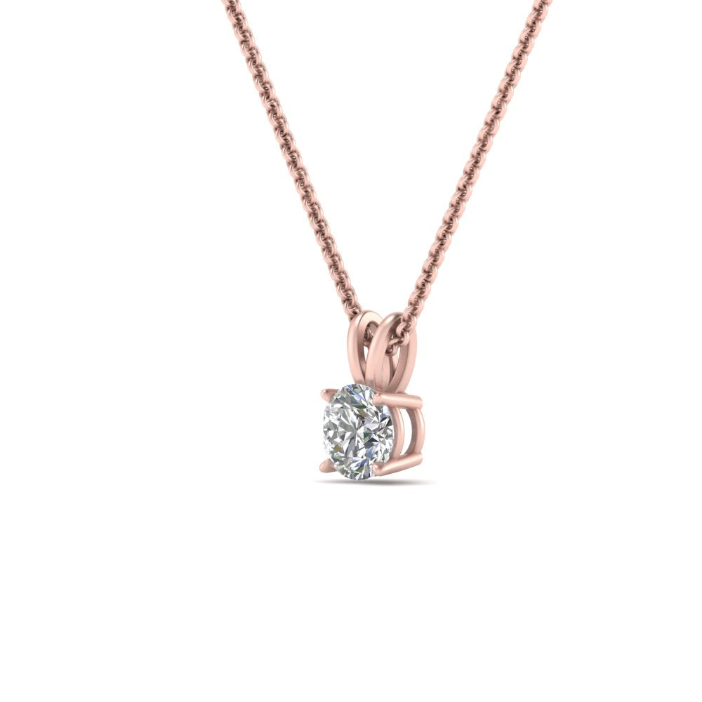 Round Cut Lab Diamond 4 Prong Solitaire Pendant For Women