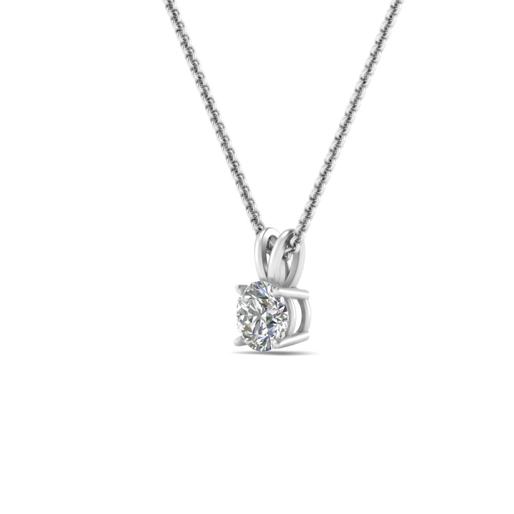Round Cut Lab Diamond 4 Prong Solitaire Pendant For Women