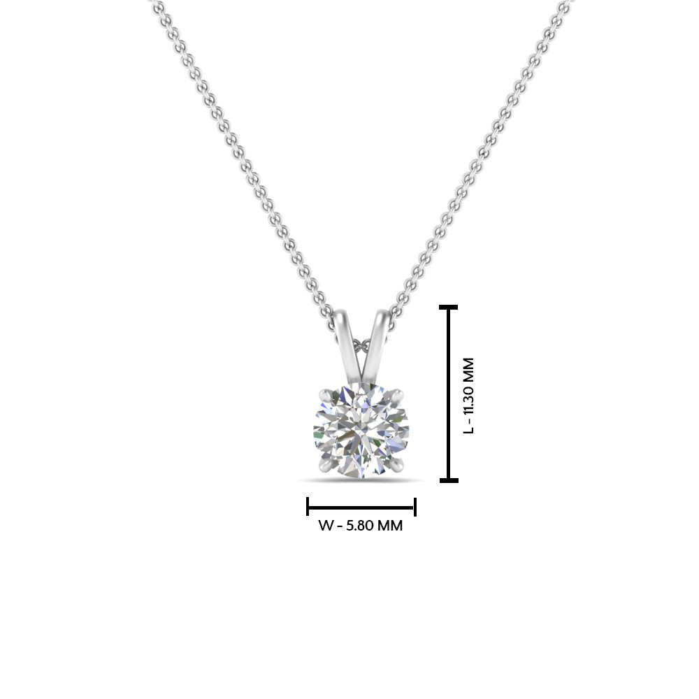 Round Cut Lab Diamond 4 Prong Solitaire Pendant For Women