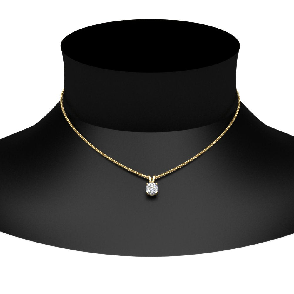 Round Cut Lab Diamond 4 Prong Solitaire Pendant For Women