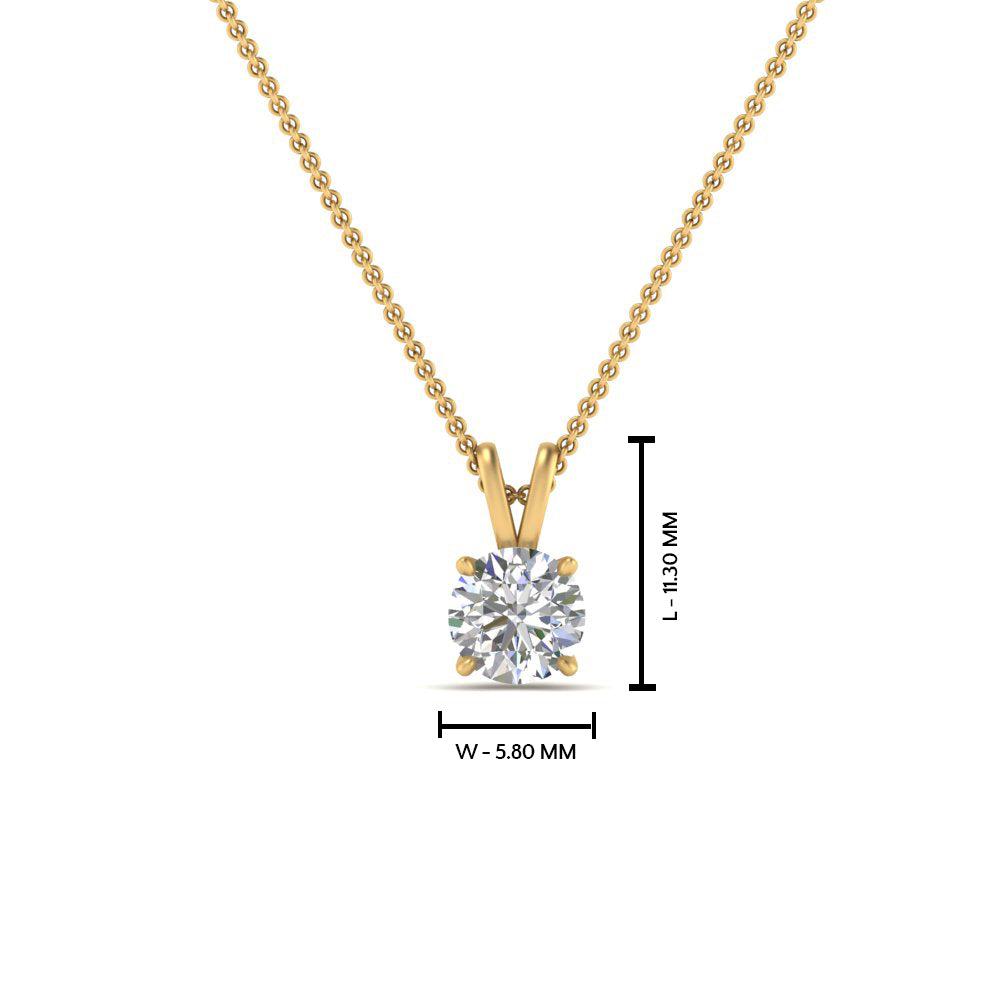 Round Cut Lab Diamond 4 Prong Solitaire Pendant For Women