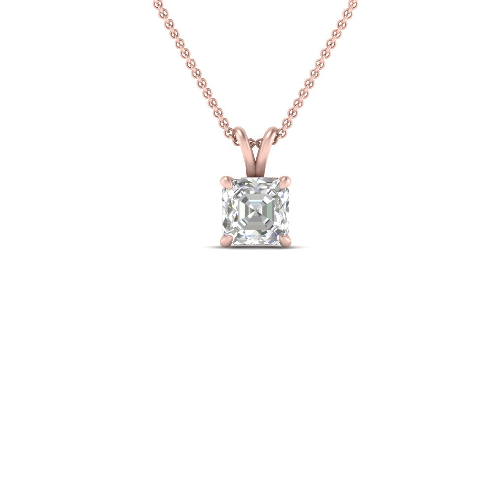 Asscher Lab Diamond Solitaire Pendant For Women 14K Gold