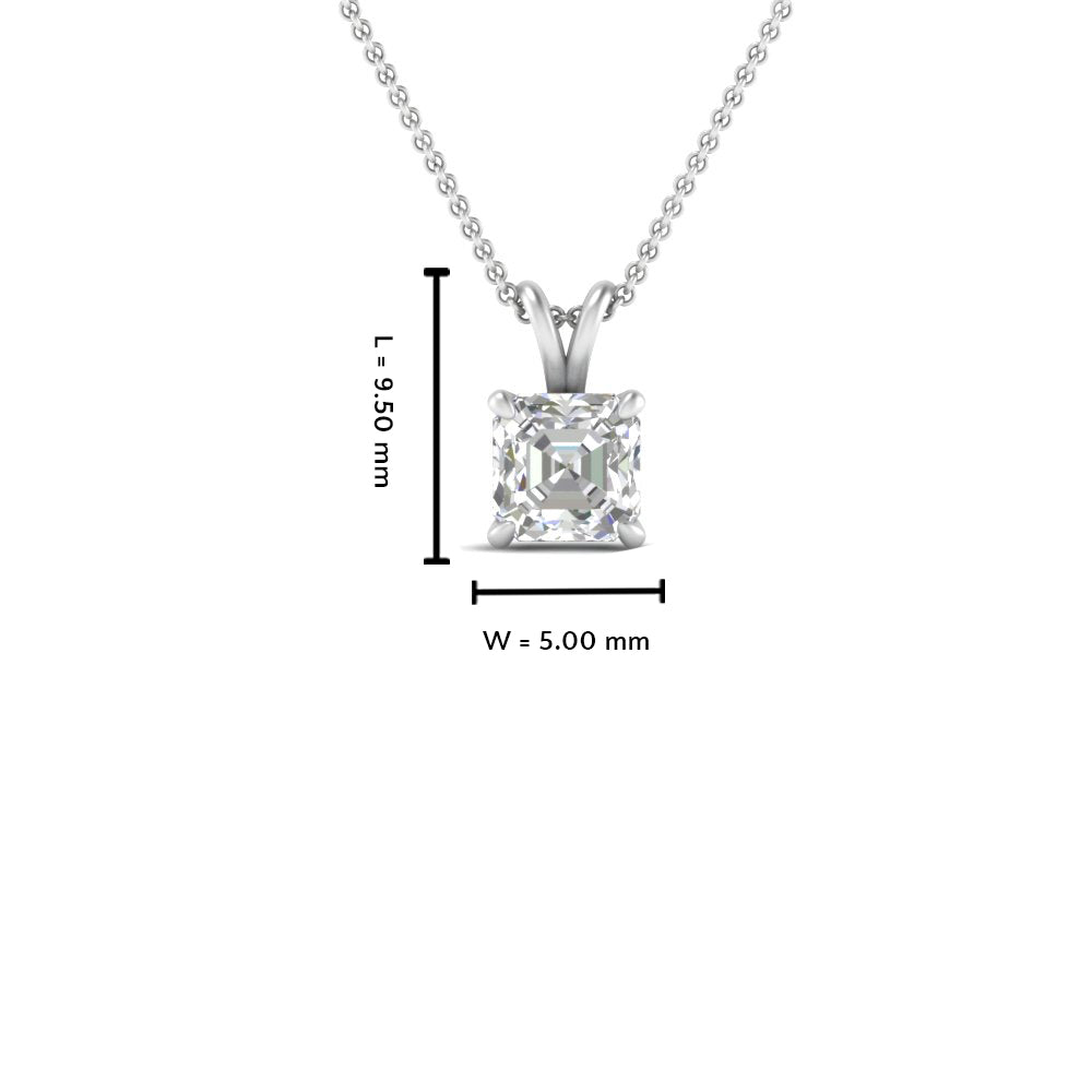 Asscher Lab Diamond Solitaire Pendant For Women 14K Gold