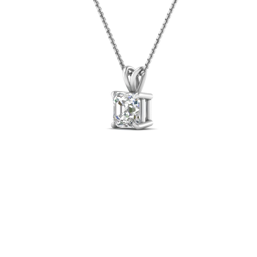 Asscher Lab Diamond Solitaire Pendant For Women 14K Gold