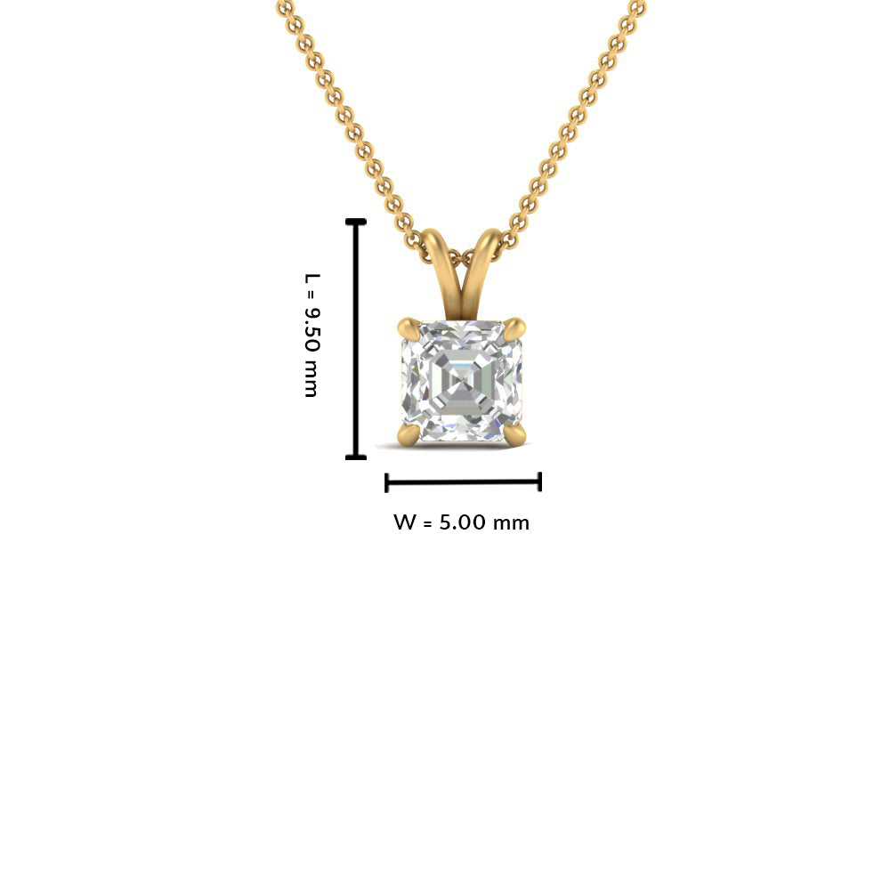 Asscher Lab Diamond Solitaire Pendant For Women 14K Gold