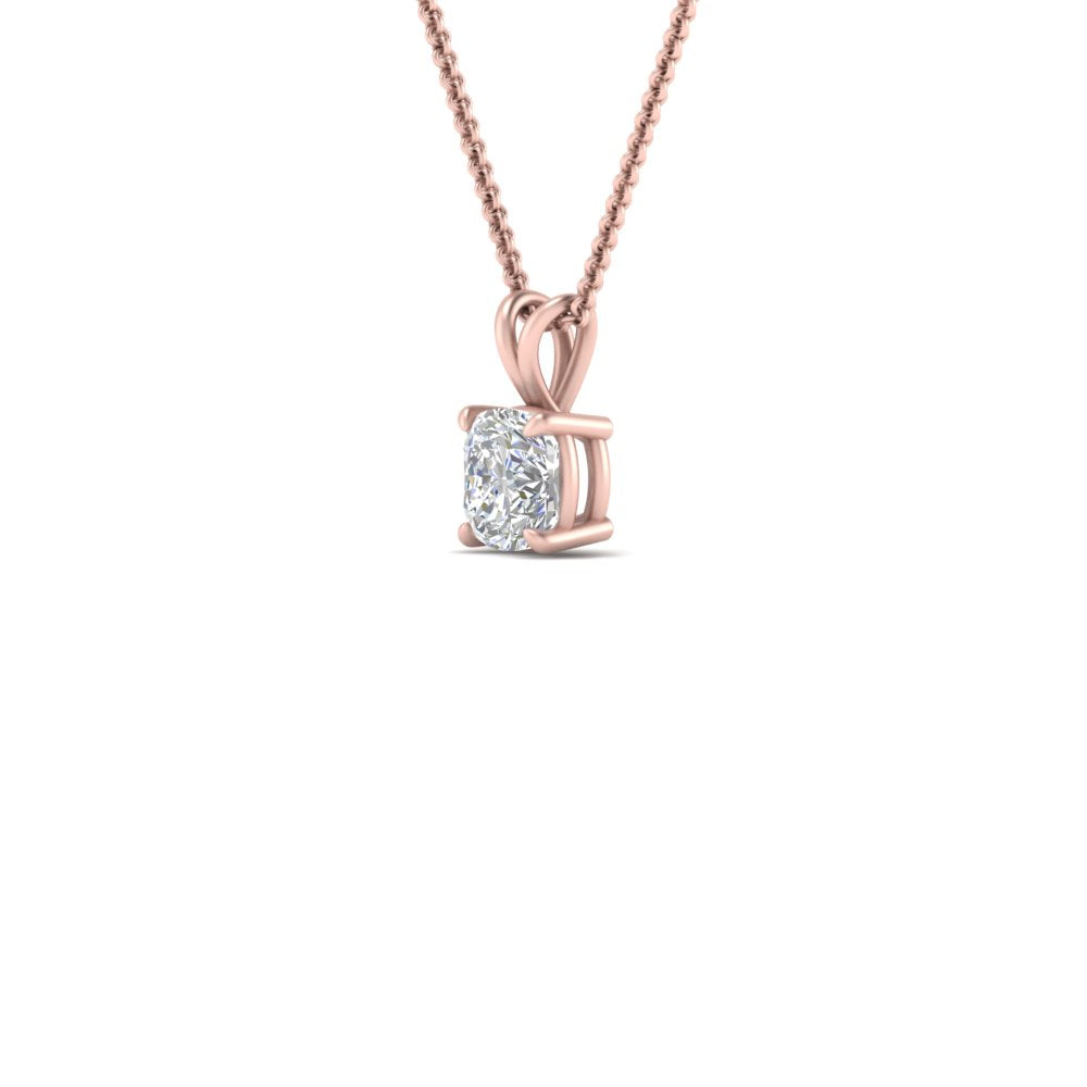 Cushion Lab Diamond Solitaire Pendant For Women 14K Gold