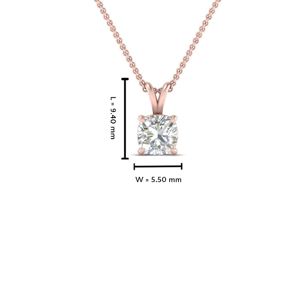 Cushion Lab Diamond Solitaire Pendant For Women 14K Gold