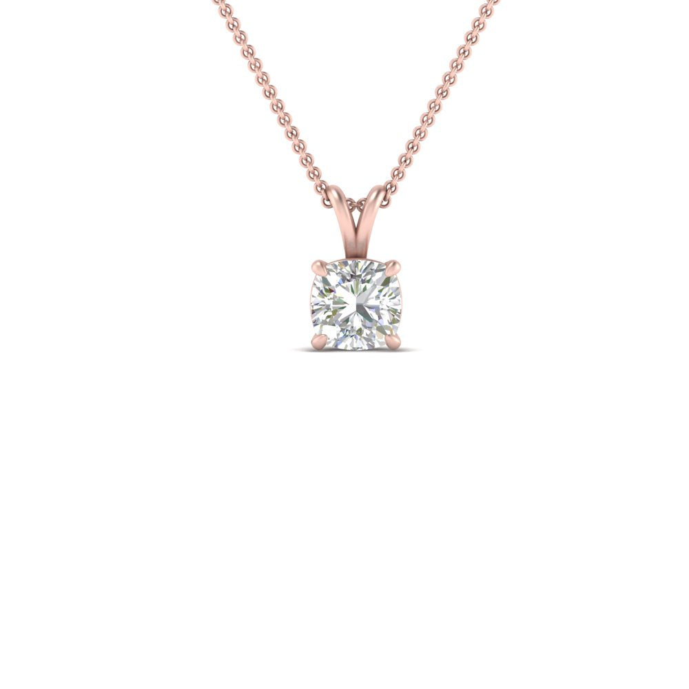 Cushion Lab Diamond Solitaire Pendant For Women 14K Gold