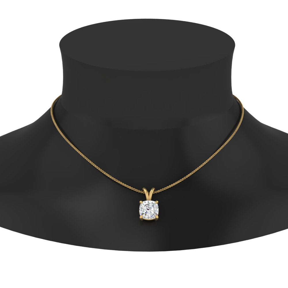 Cushion Lab Diamond Solitaire Pendant For Women 14K Gold
