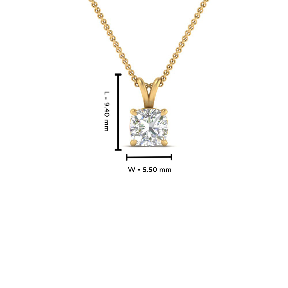 Cushion Lab Diamond Solitaire Pendant For Women 14K Gold