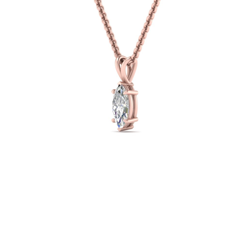 Marquise Lab Diamond Solitaire Pendant For Women 14K Gold
