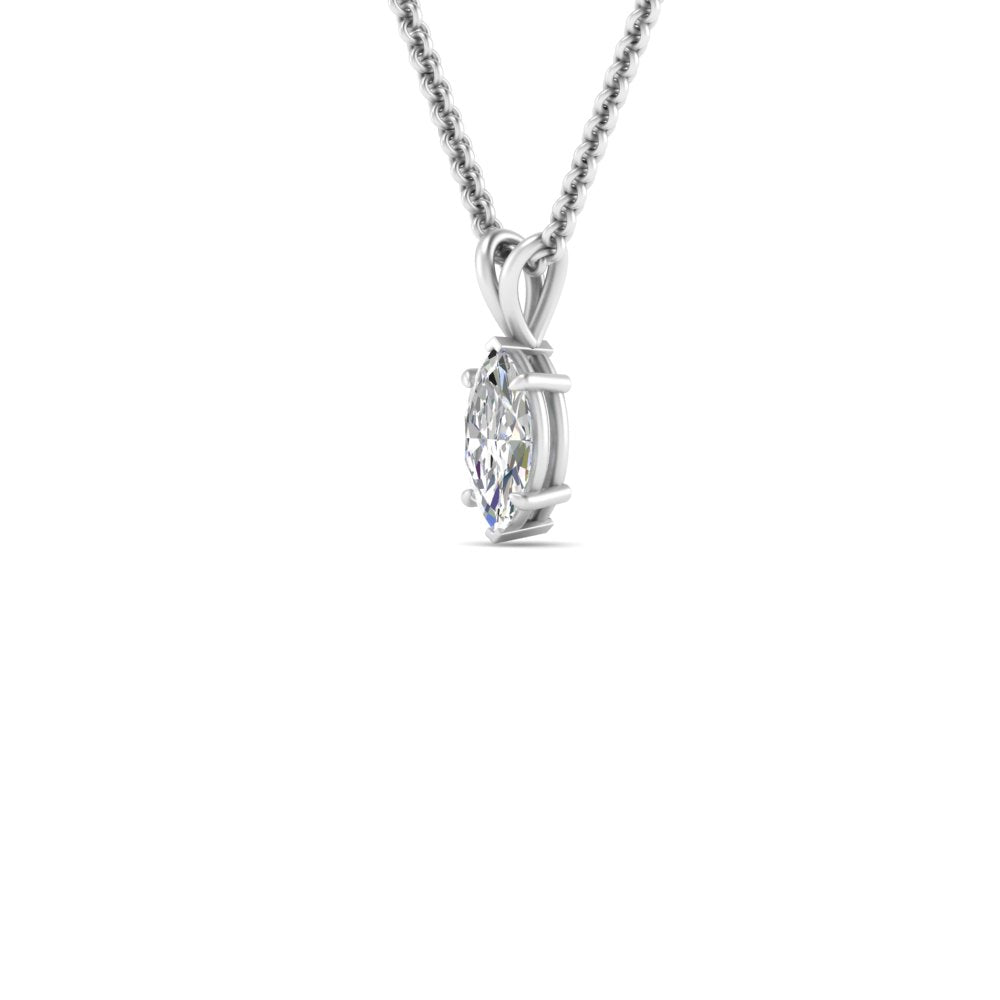 Marquise Lab Diamond Solitaire Pendant For Women 14K Gold
