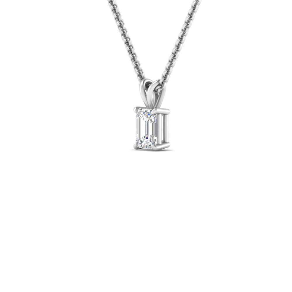 Emerald Cut Lab Diamond Solitaire Pendant For Women 14K Gold