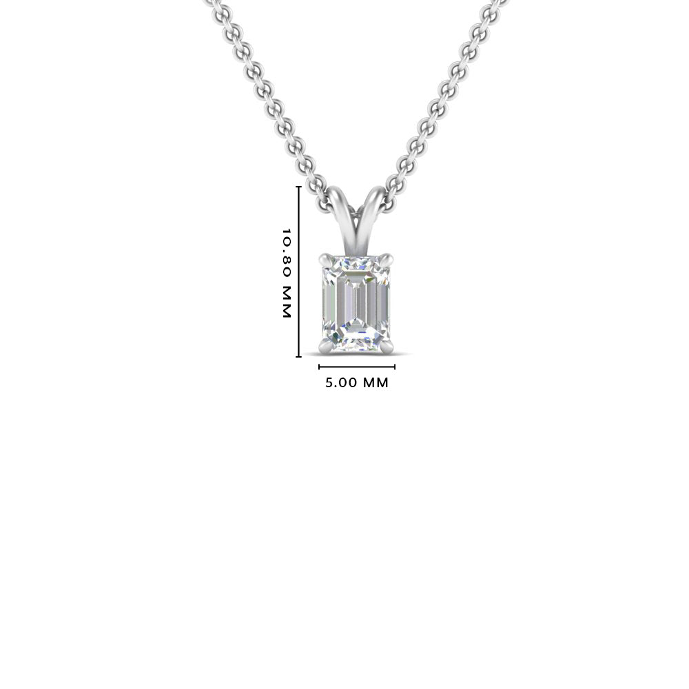 Emerald Cut Lab Diamond Solitaire Pendant For Women 14K Gold