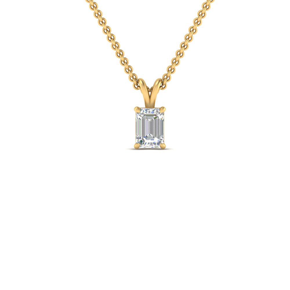 Emerald Cut Lab Diamond Solitaire Pendant For Women 14K Gold