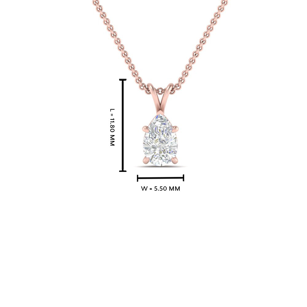 Pear Lab Diamond Solitaire Pendant For Women 14K Gold