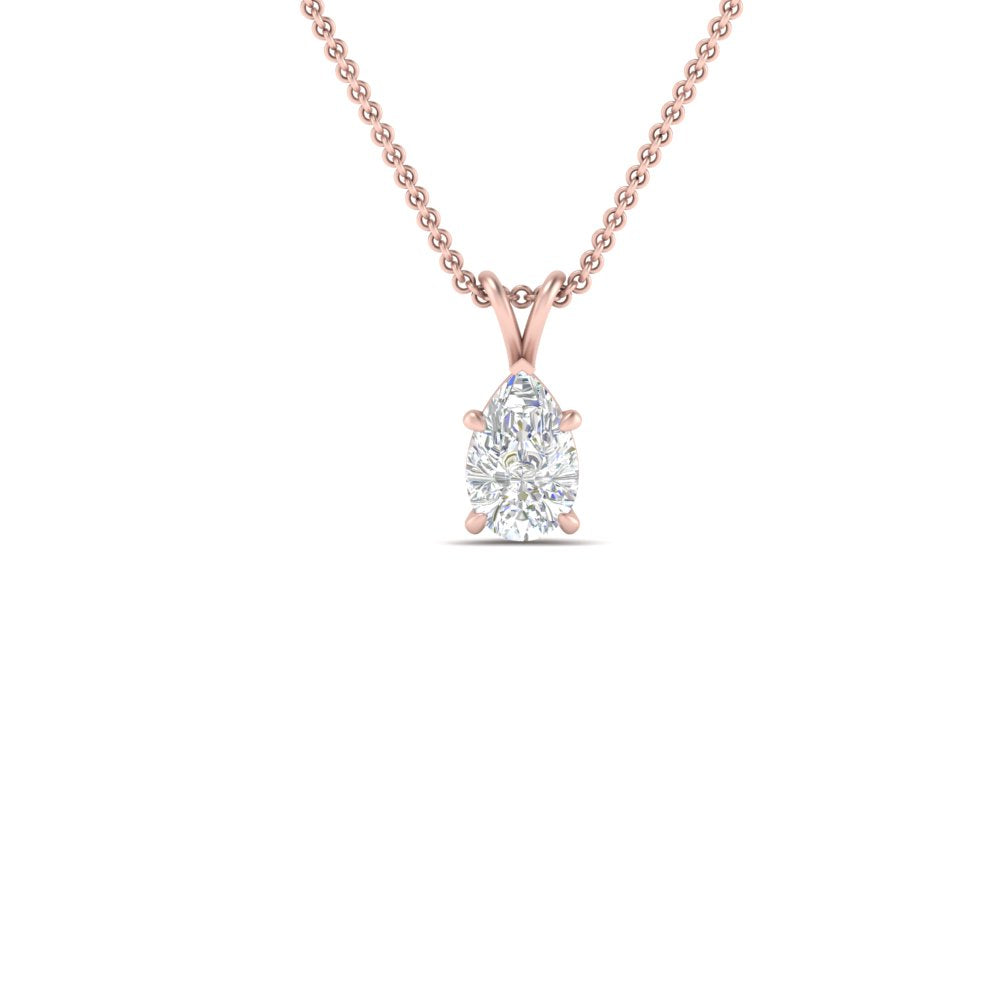 Pear Lab Diamond Solitaire Pendant For Women 14K Gold