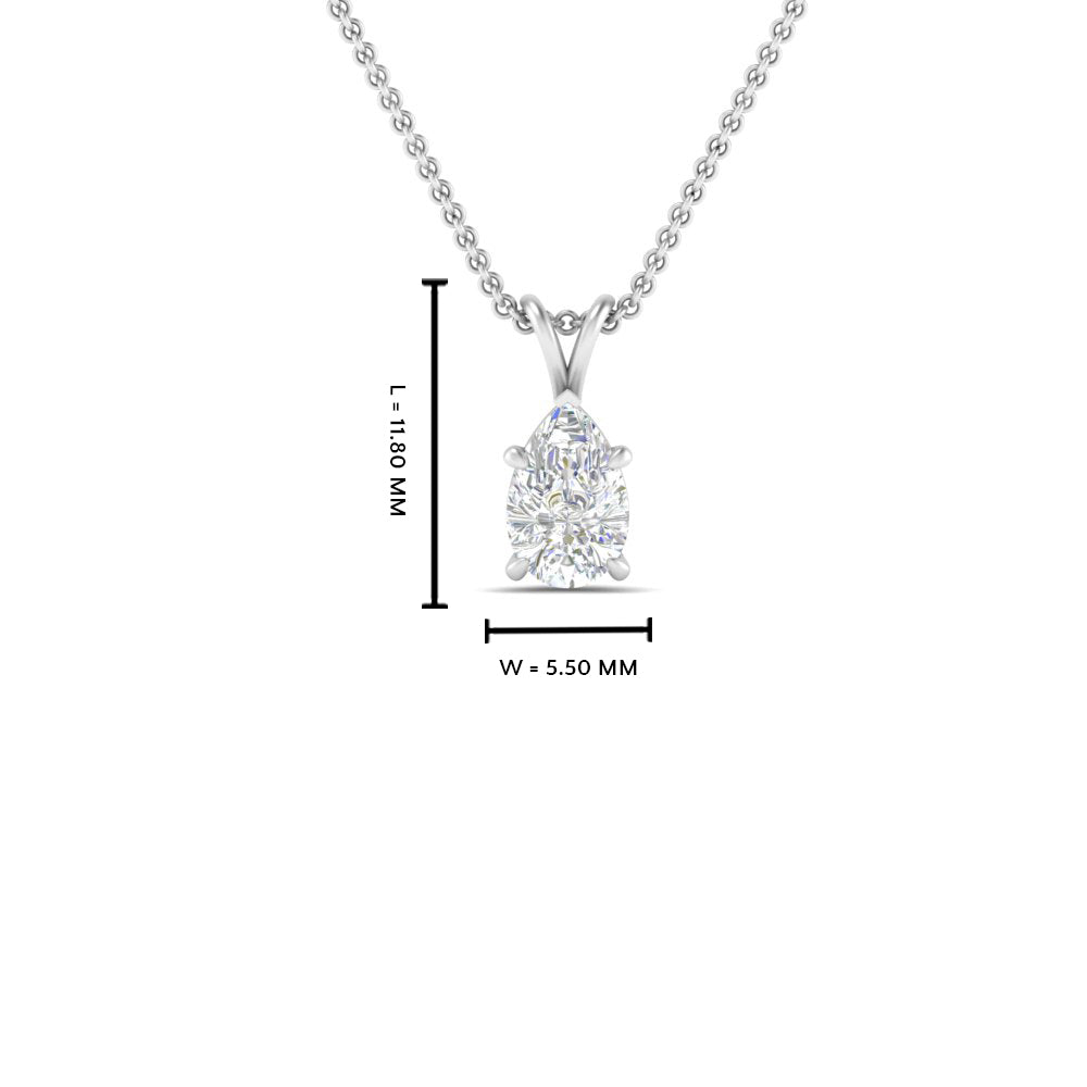 Pear Lab Diamond Solitaire Pendant For Women 14K Gold
