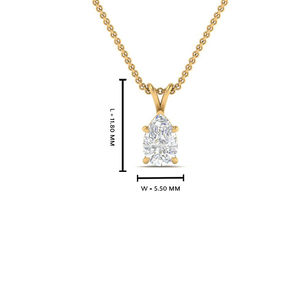 Pear Lab Diamond Solitaire Pendant For Women 14K Gold