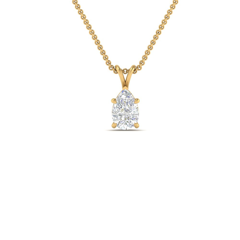 Pear Lab Diamond Solitaire Pendant For Women 14K Gold