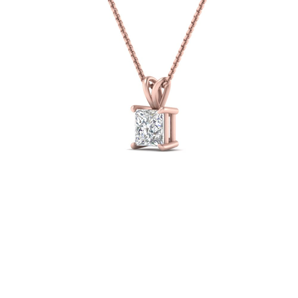 Princess Cut Lab Diamond Solitaire Pendant For Women 14K Gold