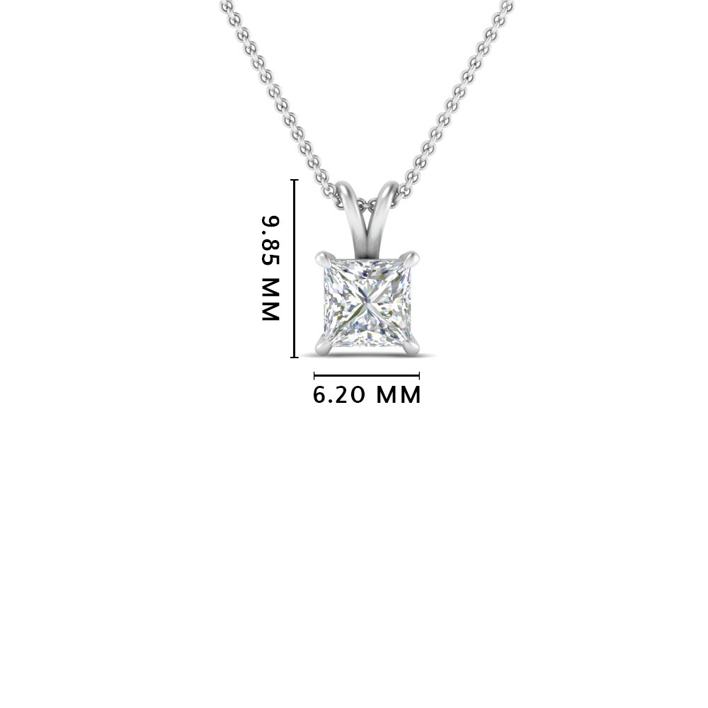 Princess Cut Lab Diamond Solitaire Pendant For Women 14K Gold