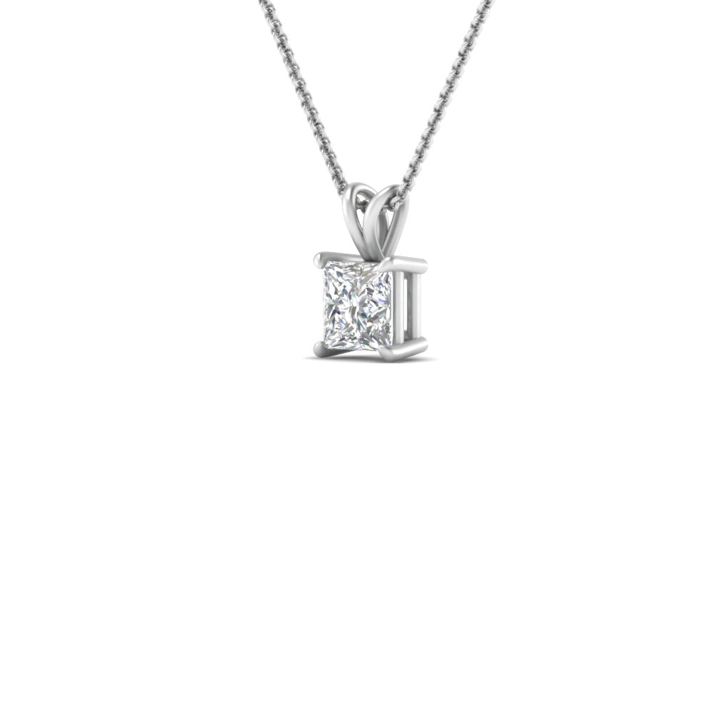 Princess Cut Lab Diamond Solitaire Pendant For Women 14K Gold