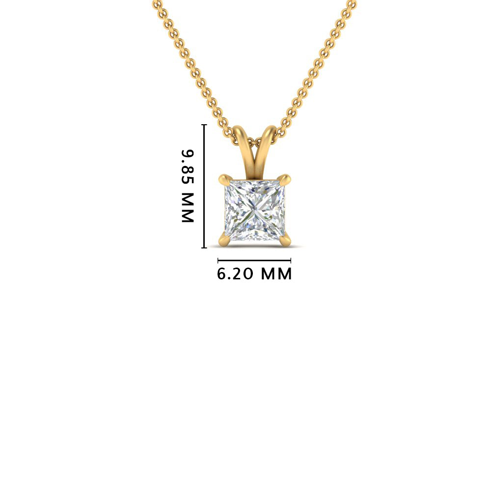 Princess Cut Lab Diamond Solitaire Pendant For Women 14K Gold