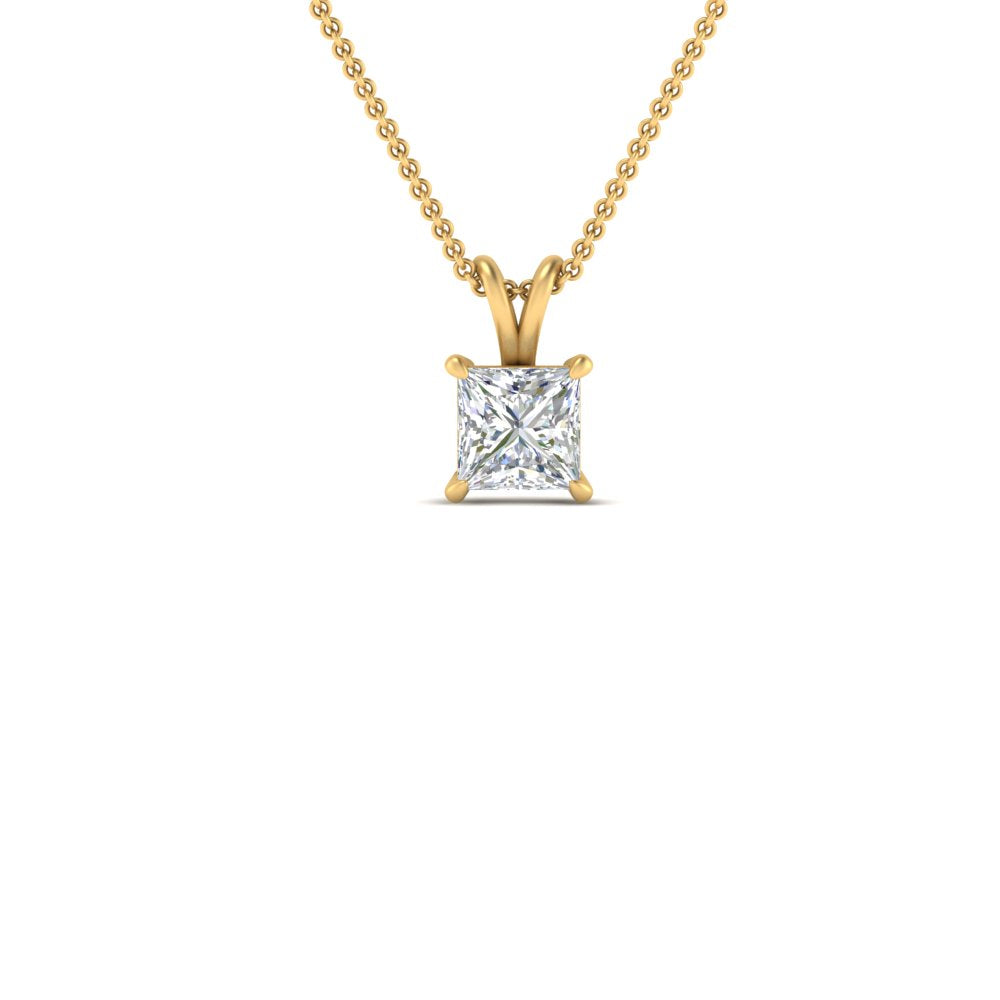 Princess Cut Lab Diamond Solitaire Pendant For Women 14K Gold
