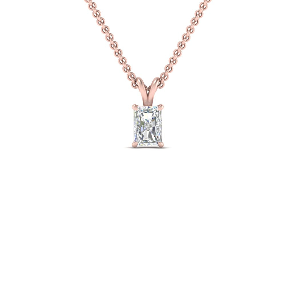 0.25 Ctw To 1 Ctw Radiant Lab Diamond Solitaire Pendant For Women 14K Gold
