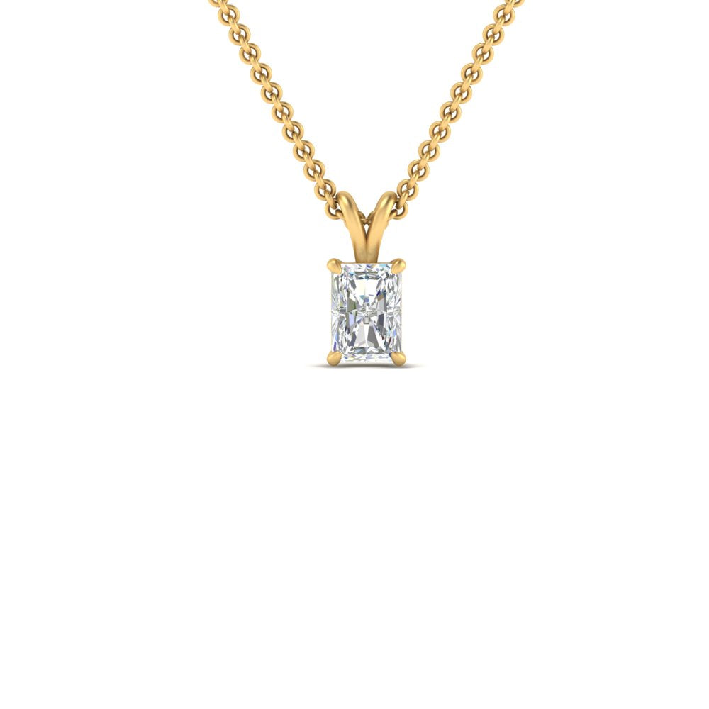 0.25 Ctw To 1 Ctw Radiant Lab Diamond Solitaire Pendant For Women 14K Gold