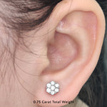 Load image into Gallery viewer, 0.75 Carat Lab Diamond 7 Stone Flower Earring For Women 14K Gold
