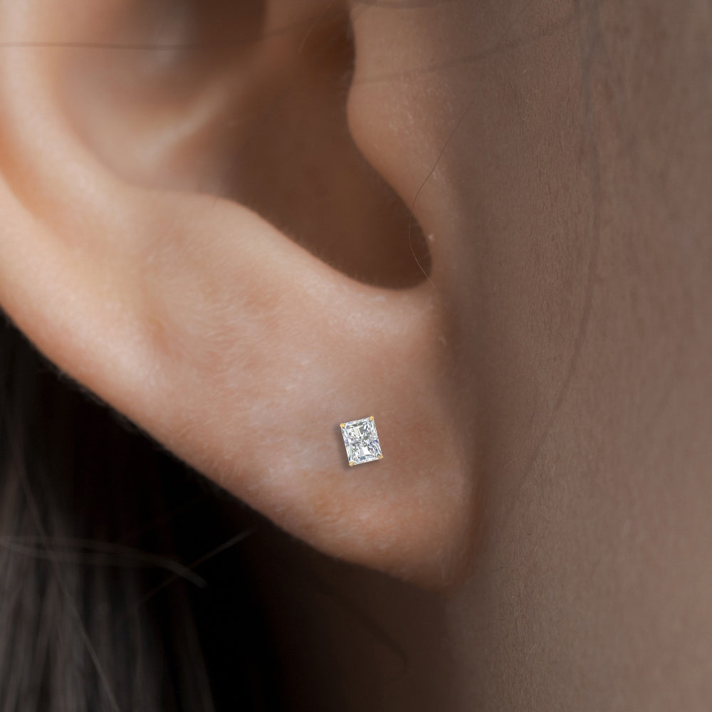 1/2 To 5 Carat Radiant Cut Lab Created Diamond Women Stud Earring 14K Gold
