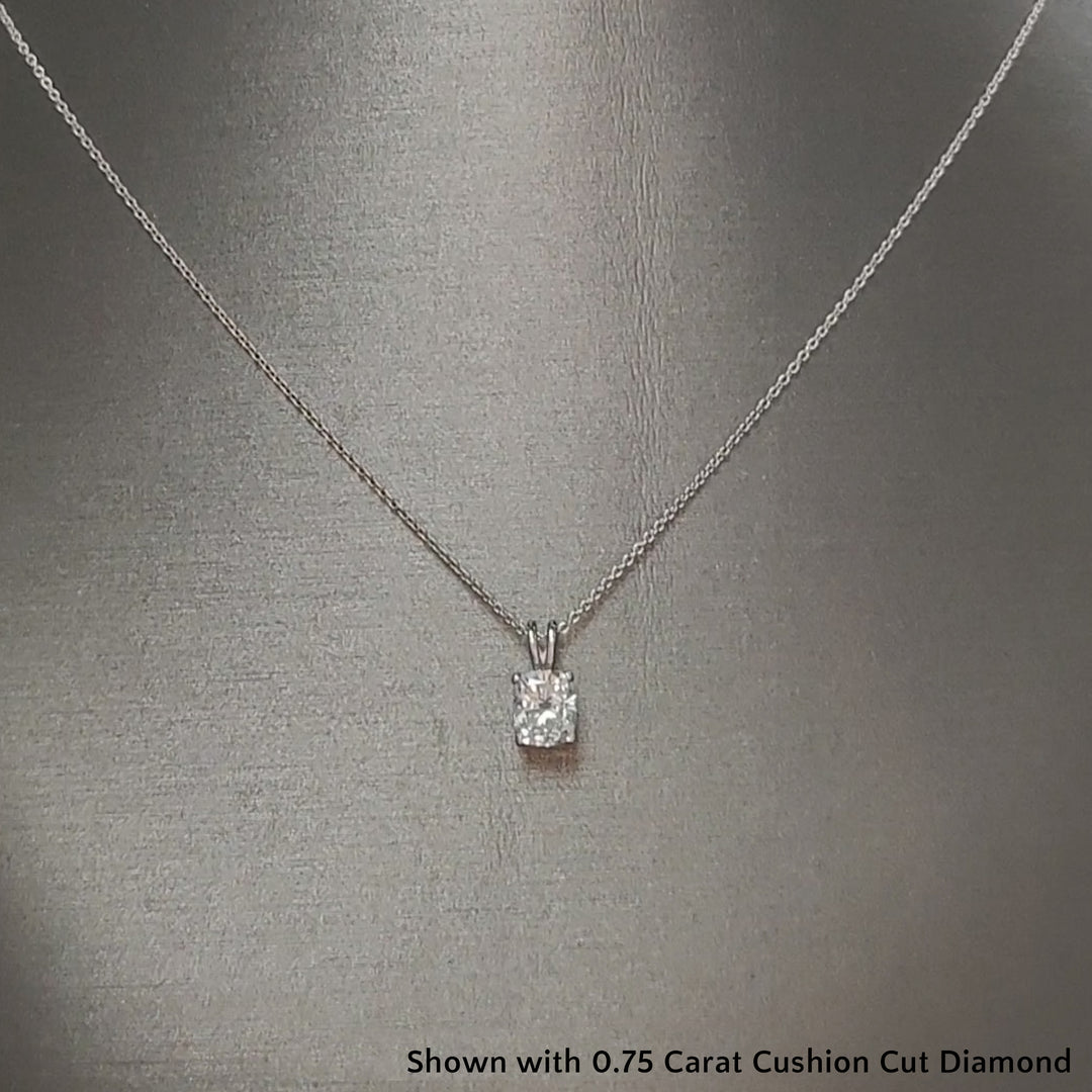 Cushion Lab Diamond Solitaire Pendant For Women 14K Gold