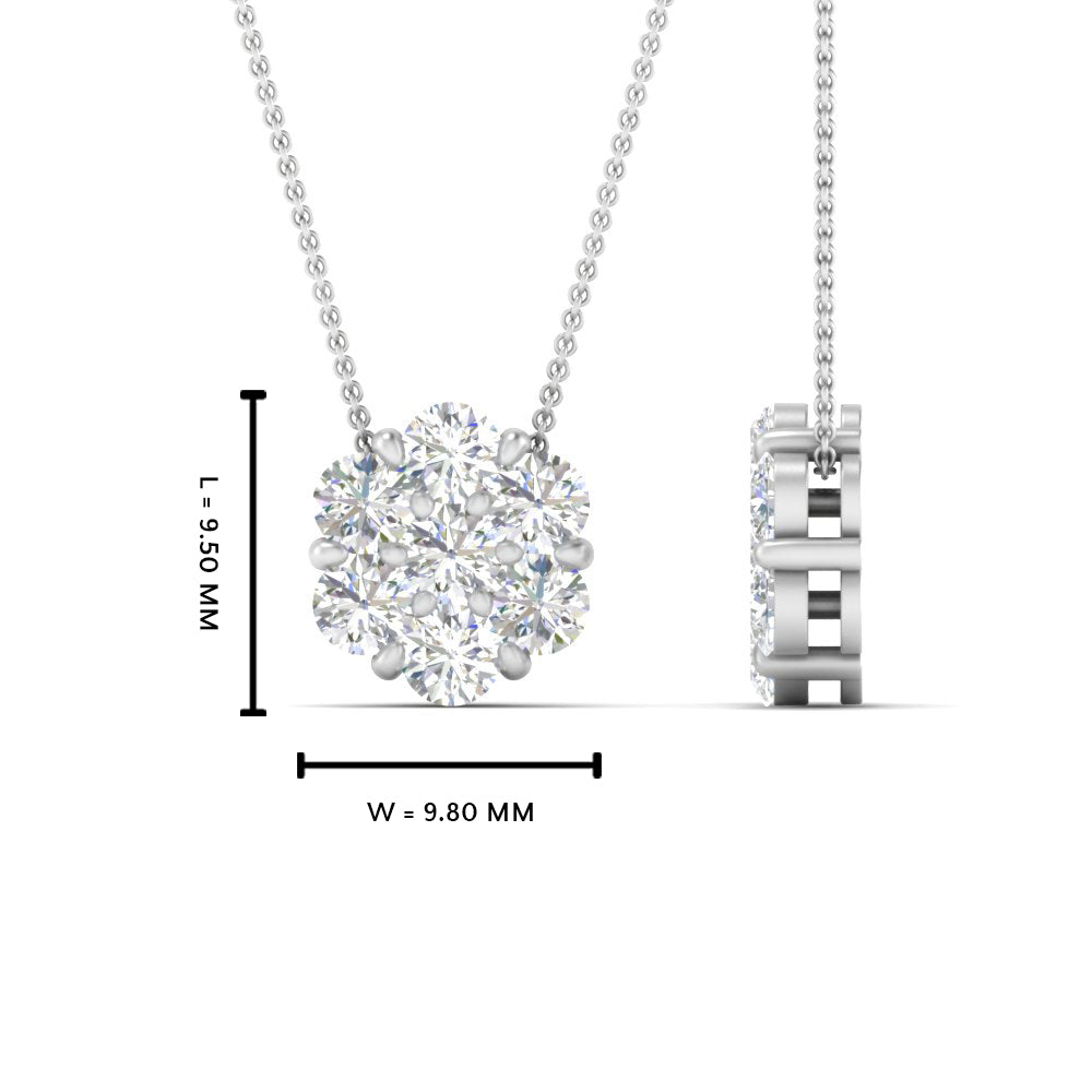 1 Carat 7 Stone Flower Lab Diamond Pendant 14K Gold