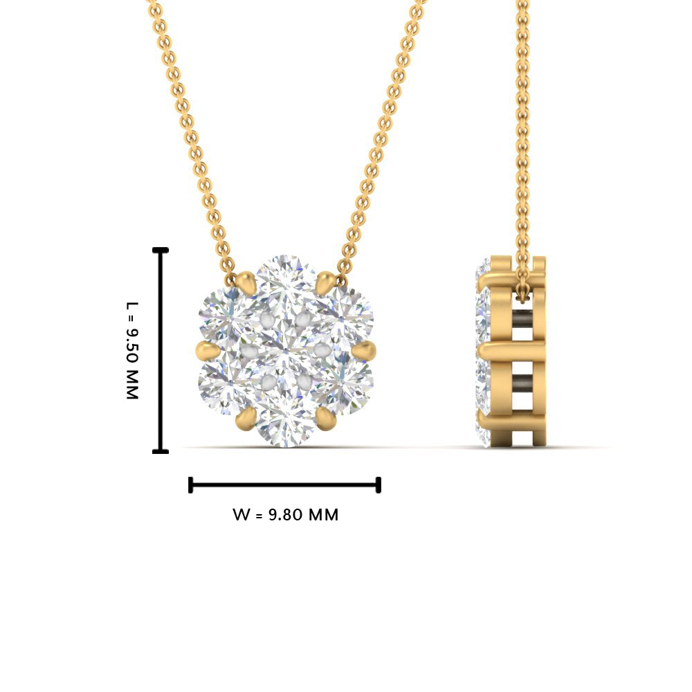 1 Carat 7 Stone Flower Lab Diamond Pendant 14K Gold