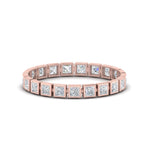Load image into Gallery viewer, Bezel Princess Cut Lab Diamond Eternity Women Band In 14K Rose Gold | Cuts &amp; Carat
