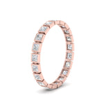Load image into Gallery viewer, Bezel Princess Cut Lab Diamond Eternity Women Band In 14K Rose Gold | Cuts &amp; Carat
