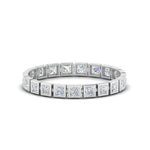 Load image into Gallery viewer, Bezel Princess Cut Lab Diamond Eternity Women Band In 14K White Gold | Cuts &amp; Carat
