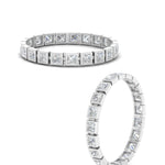 Load image into Gallery viewer, Bezel Princess Cut Lab Diamond Eternity Women Band In 14K White Gold | Cuts &amp; Carat
