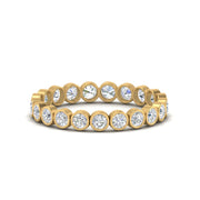 Bezel Lab Diamond Rount Cut Eternity Women Ring In 14k Yellow Gold | Cuts & Carat