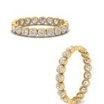 Load image into Gallery viewer, Bezel Lab Diamond Rount Cut Eternity Women Ring In 14k Yellow Gold | Cuts &amp; Carat
