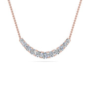 1 Ctw Lab Diamond Graduated Smile Necklace For Women 14K Gold