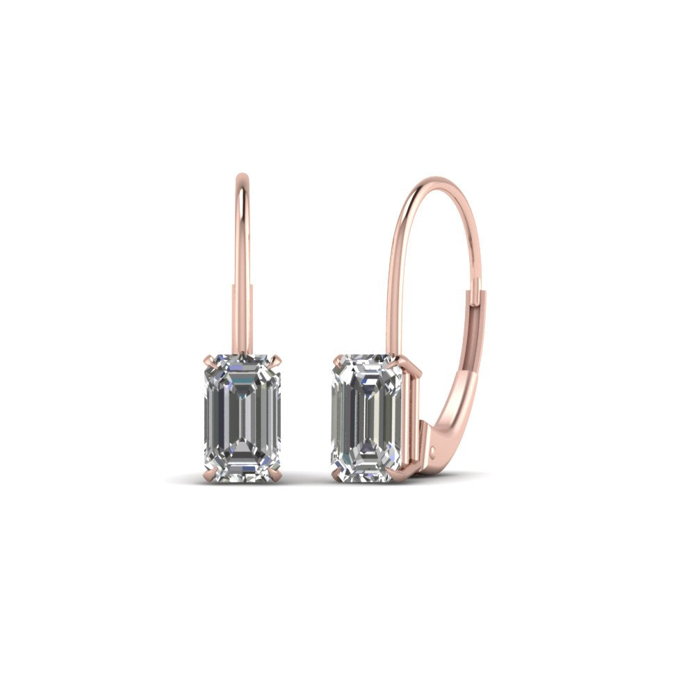 0.50 Carat Lab Diamond Leverback Stud Earring Earring For Women 14K Gold